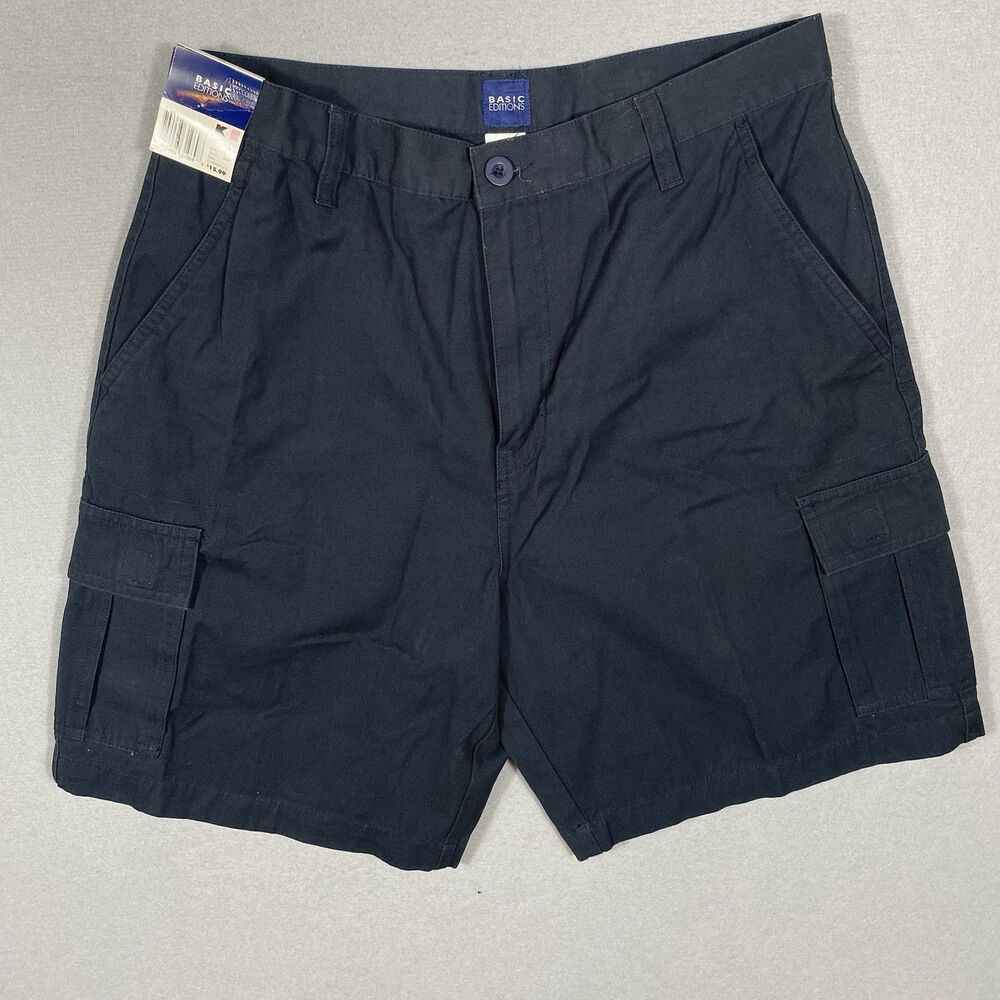Vintage K-Mart Basic Editions Black Cargo Shorts Mens‎ 34x8 Loose Fit Deadstock